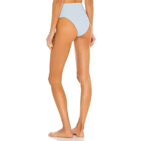 L*SPACE Eco Chic Desi Classic Bikini Bottom Sky Blue Ribbed High Waist XS NEW - Picture 4 of 10